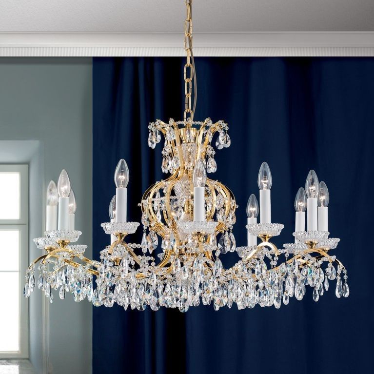 Chandelier HIROHITO, 12-flames, gold