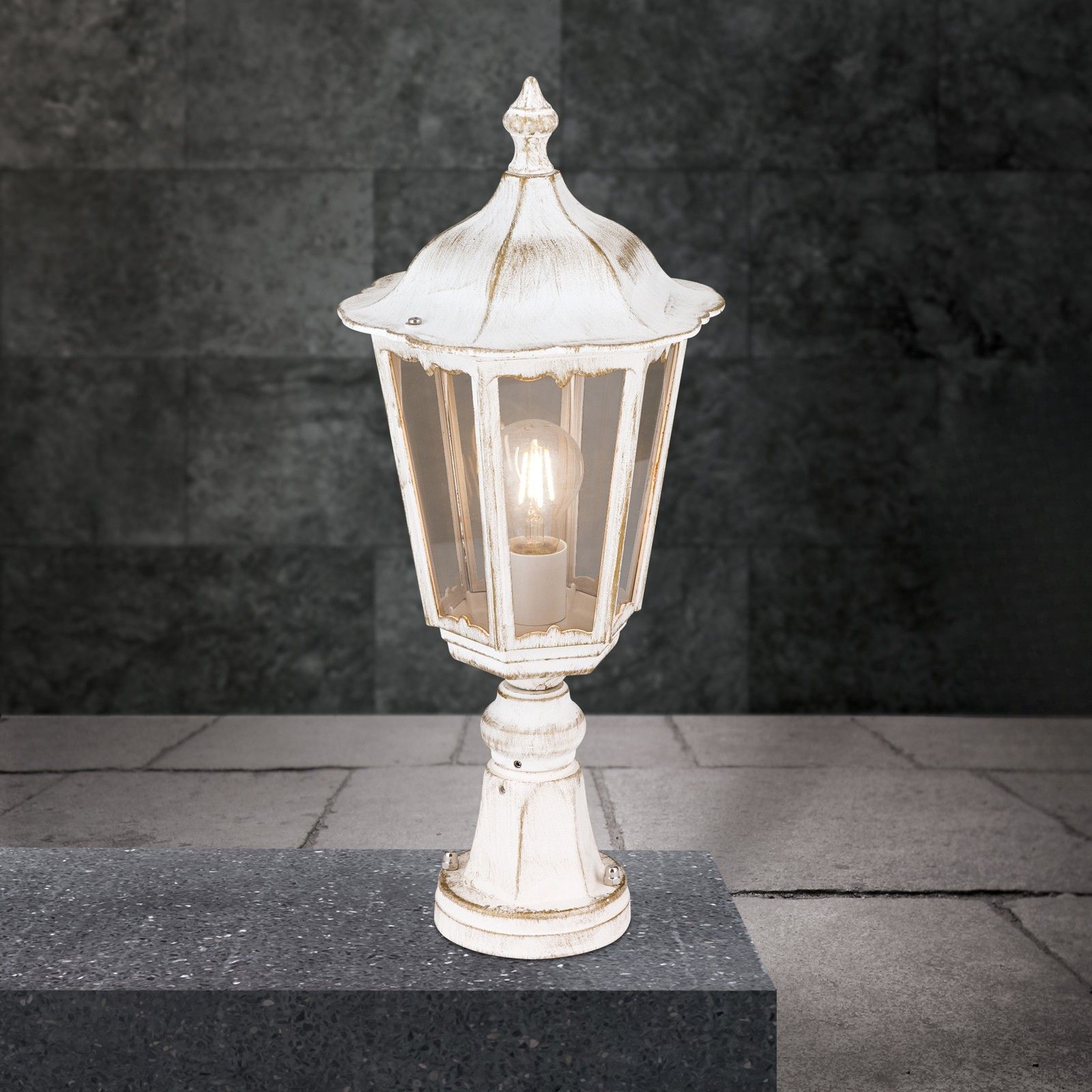 Venkovní svítidlo PUCHBERG, bílé zlato, výška 53 cm