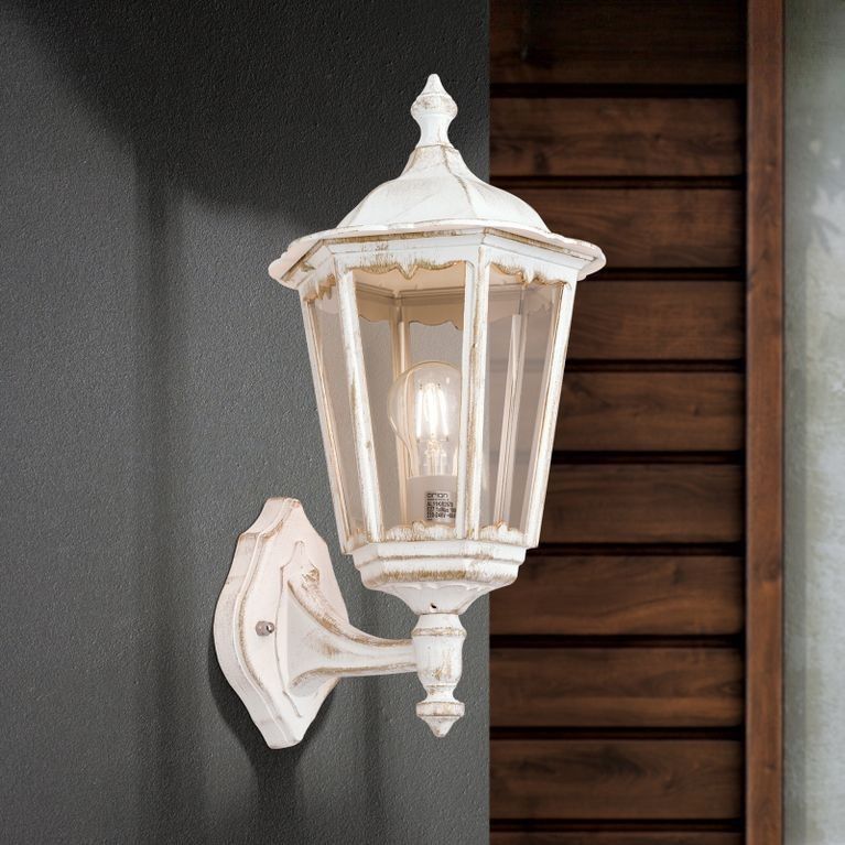 Wandaußenleuchte PUCHBERG, Weiß-Gold, aufwärts