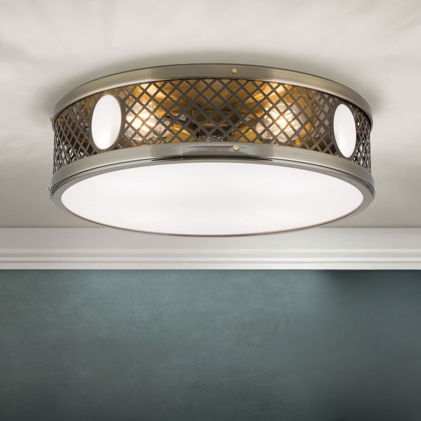 ALT WIEN Flush Ceiling Light, Antique Brass finish, 53cm