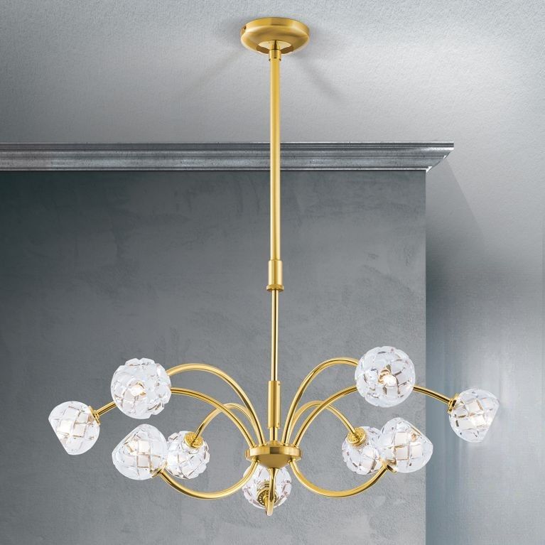 Chandelier MADERNO, 9-flames, gold matt