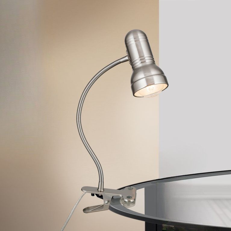 Clamp-on spotlight WILHELM, satinated, long