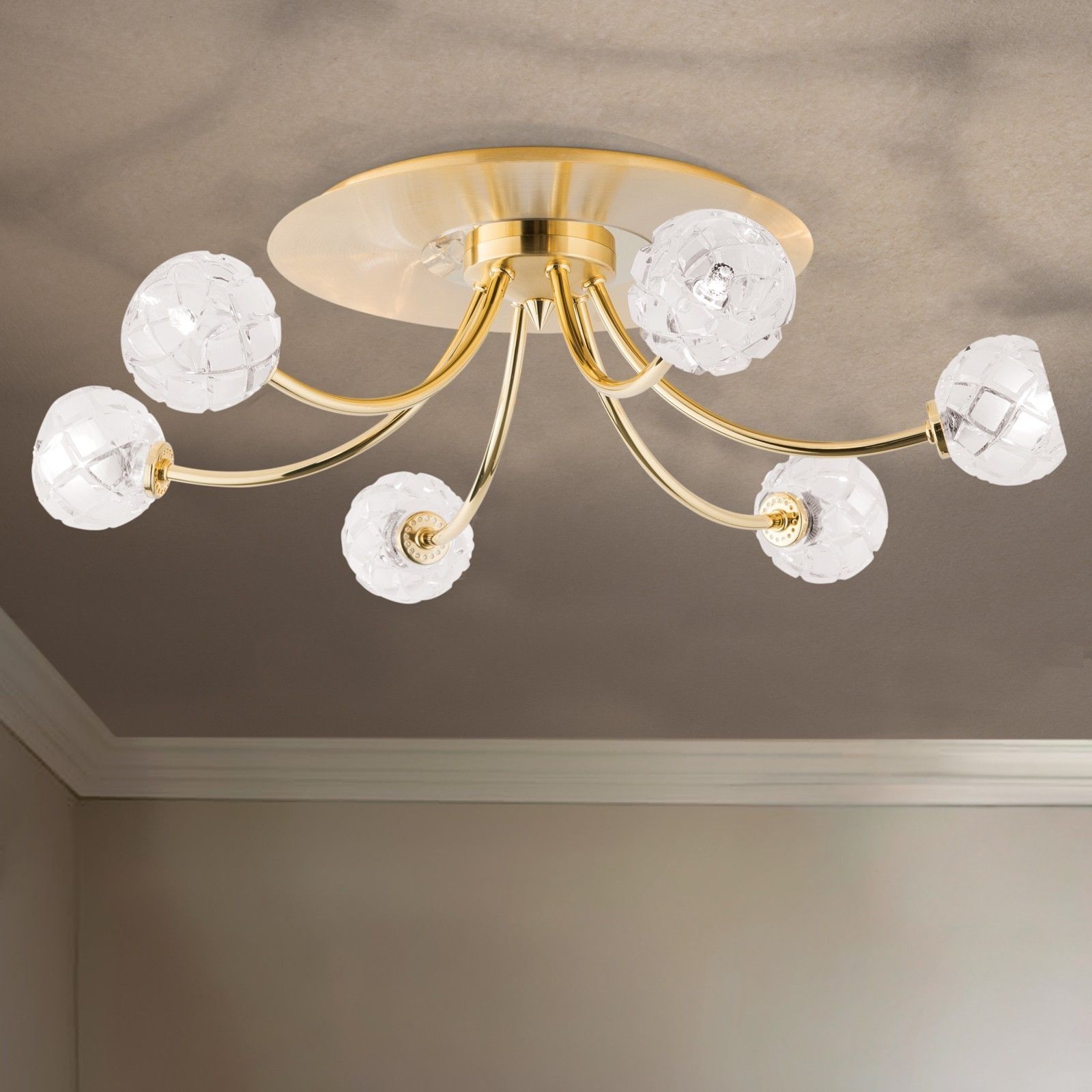 Ceiling light MADERNO, 6-lamps, gold matt