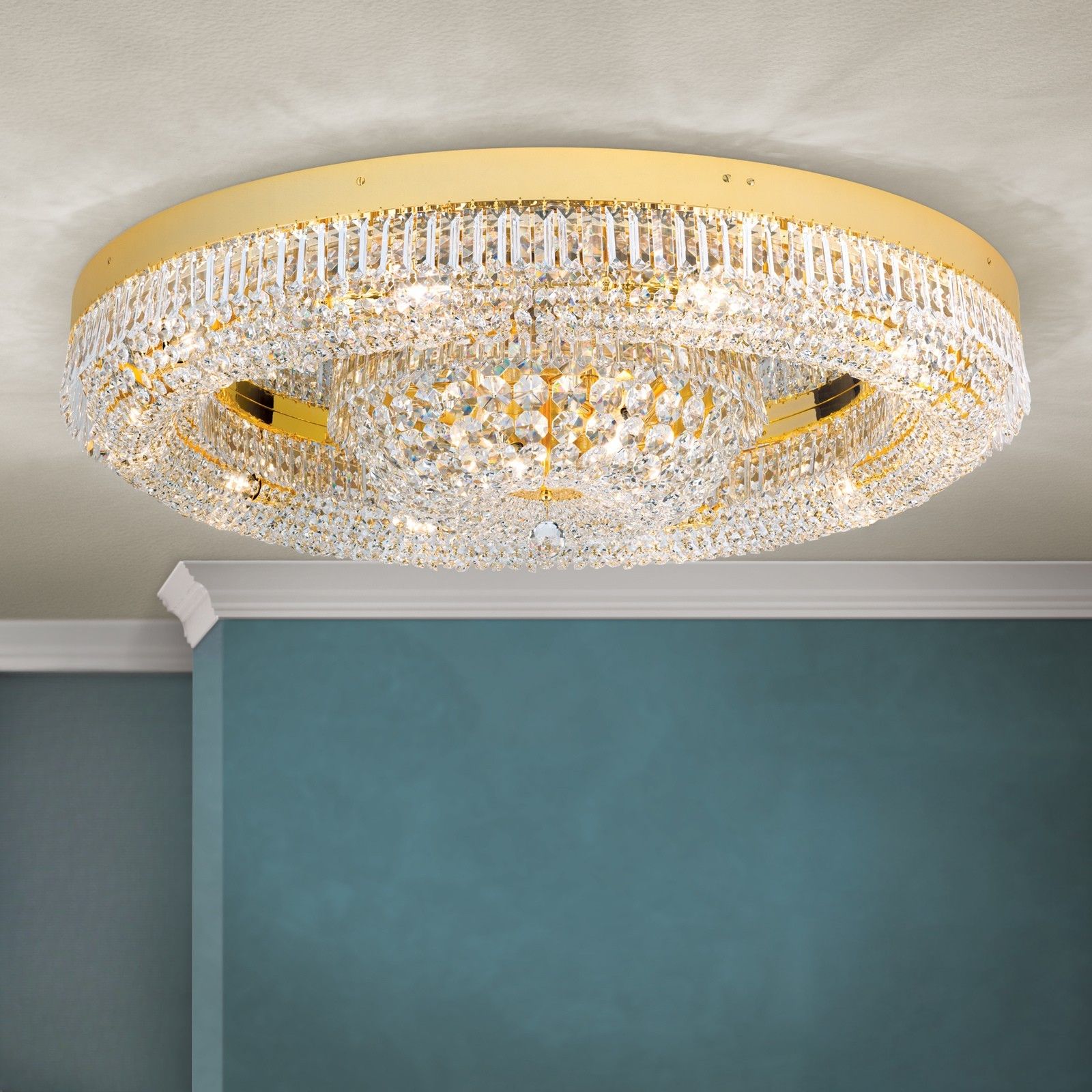 Ceiling chandelier SATURN, gold, 100 cm