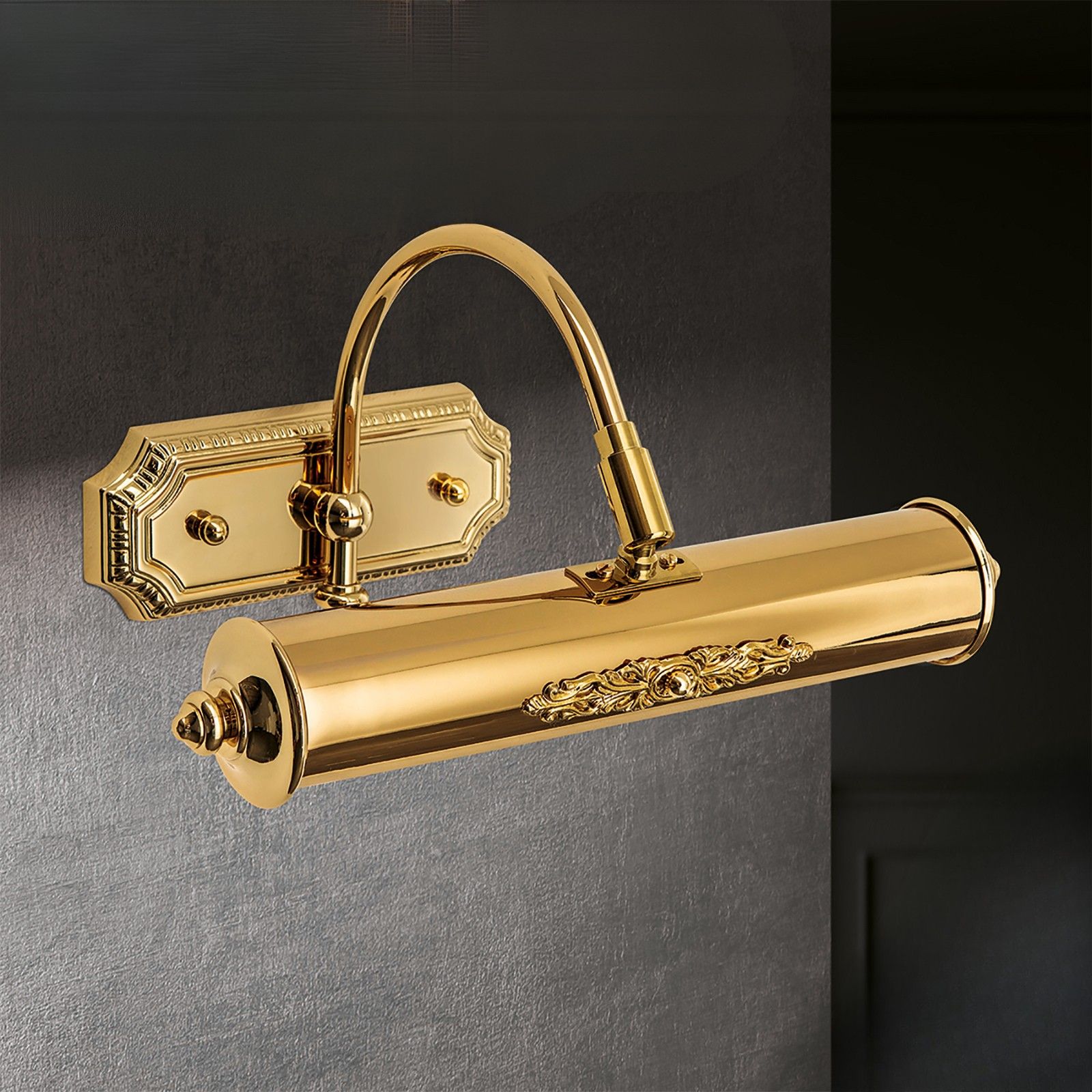 BILDERLEUCHTE, 1+1-flame, gold, with decorative elements