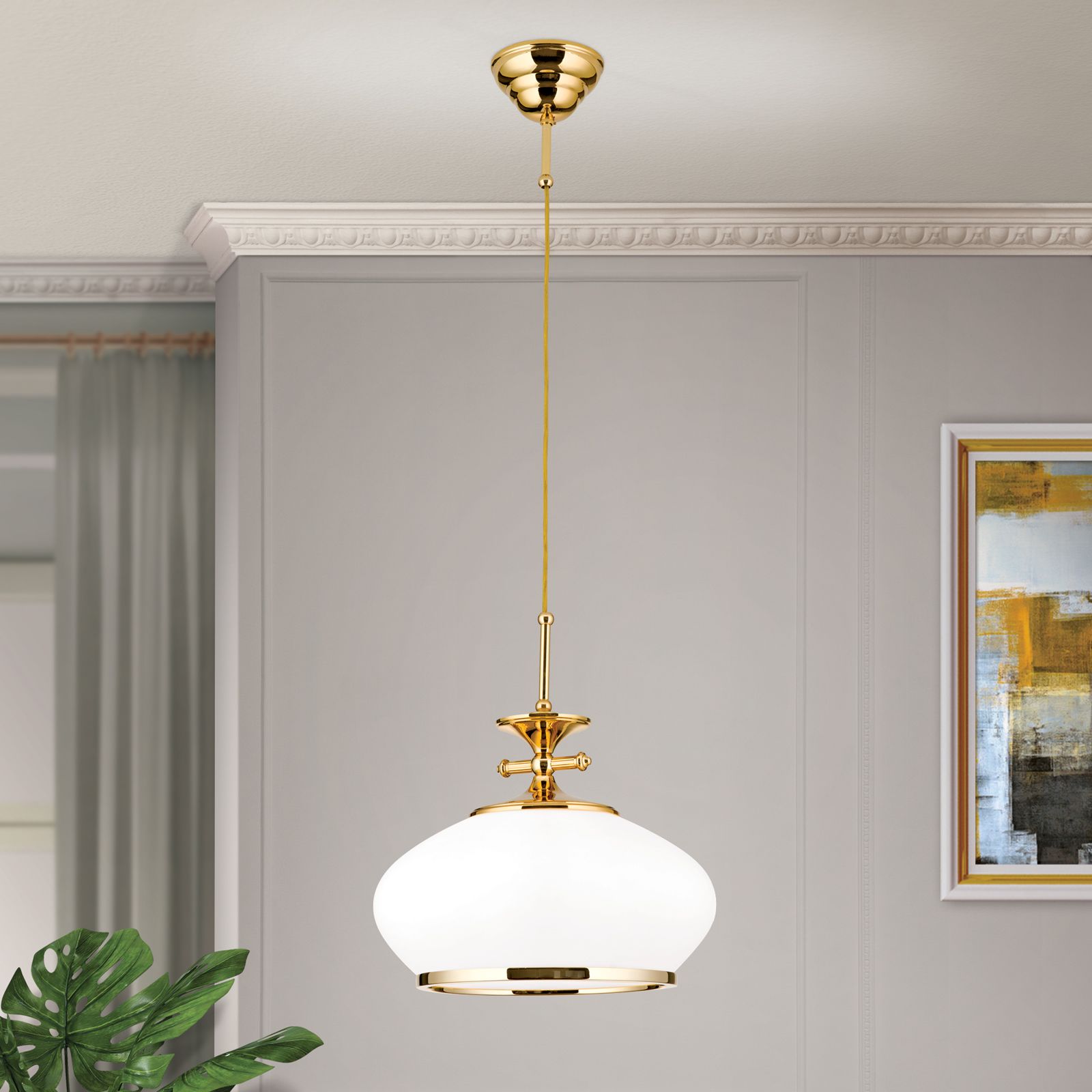 Pendant lamp EMPIRE, gold, 32cm