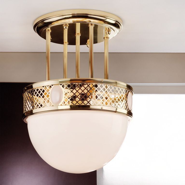 Suspended ceiling light ALT WIEN, shiny brass, 53cm