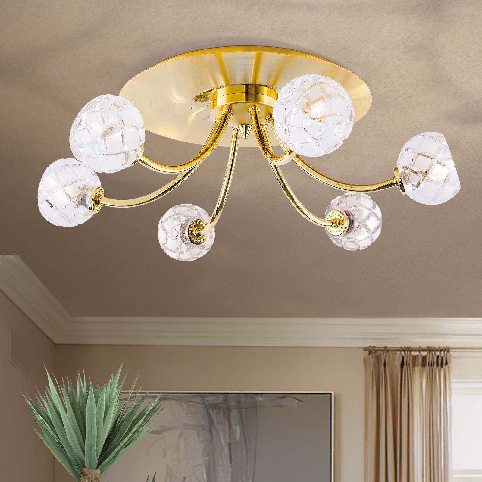 Deckenleuchte MADERNO, 6-flammig, Gold-matt