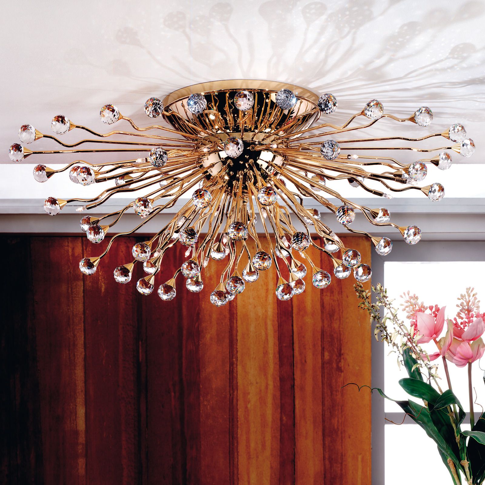 Ceiling light GALAXY, 100x70cm, 24K gold plated