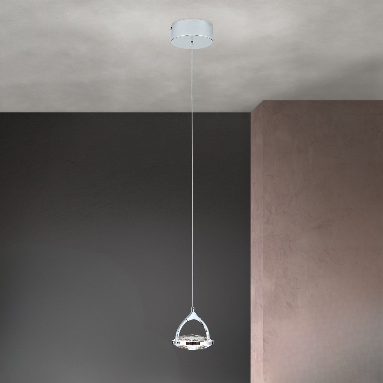 LED Hängeleuchte MOON, 1-flammig, chrom