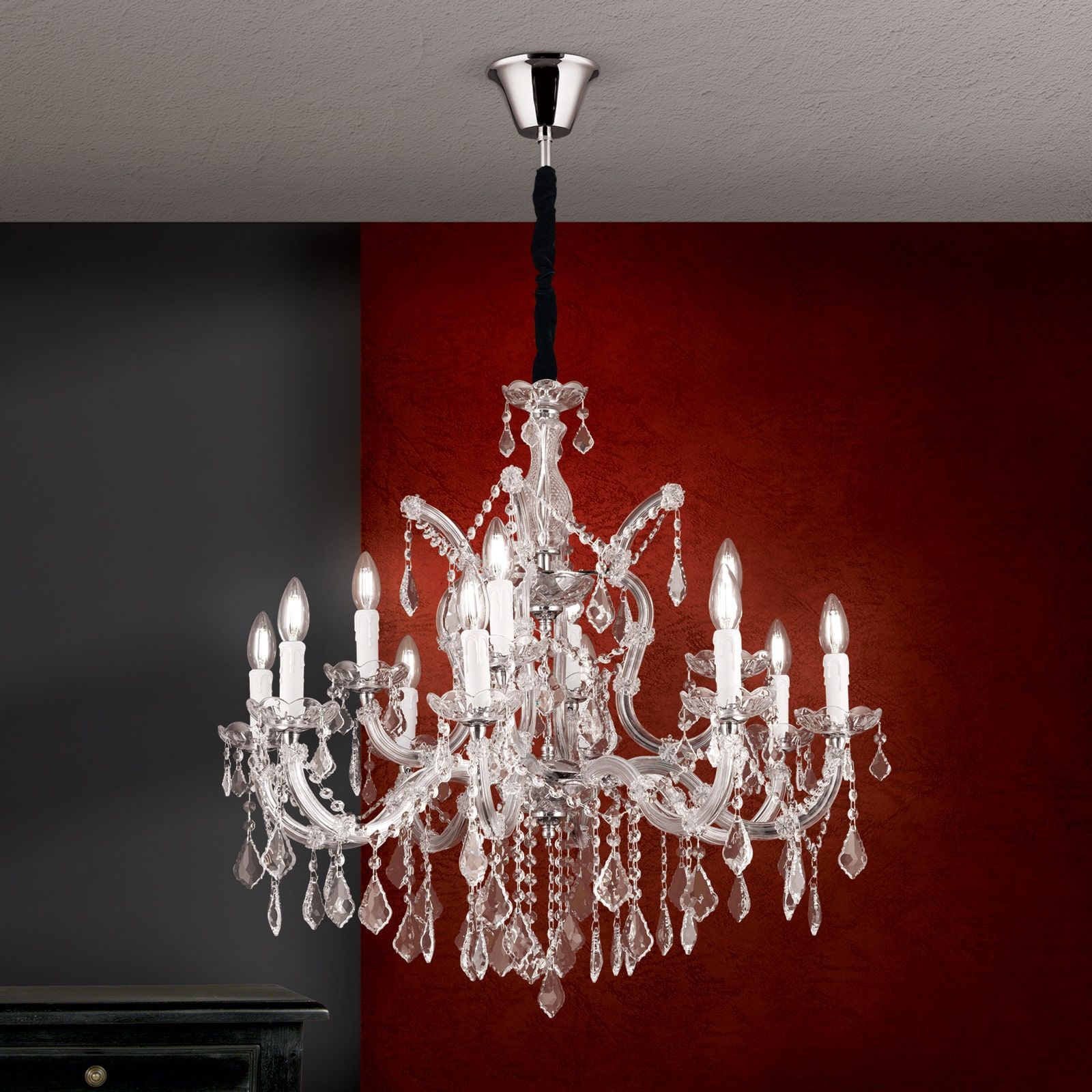 Luster THERESA, 12-flammig, Silber