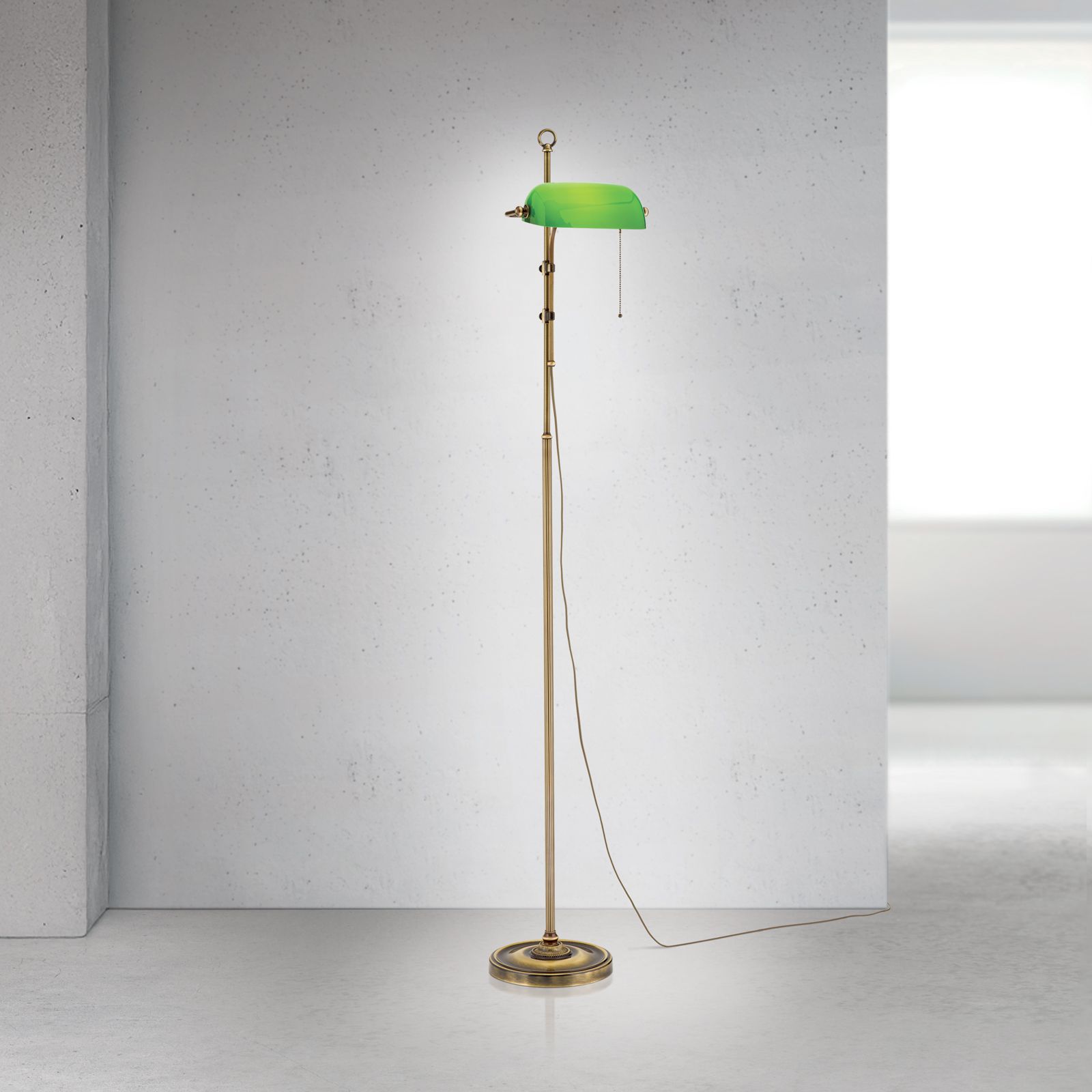 Stojanová lampa HARVARD, výška 167 cm, patina/zelená