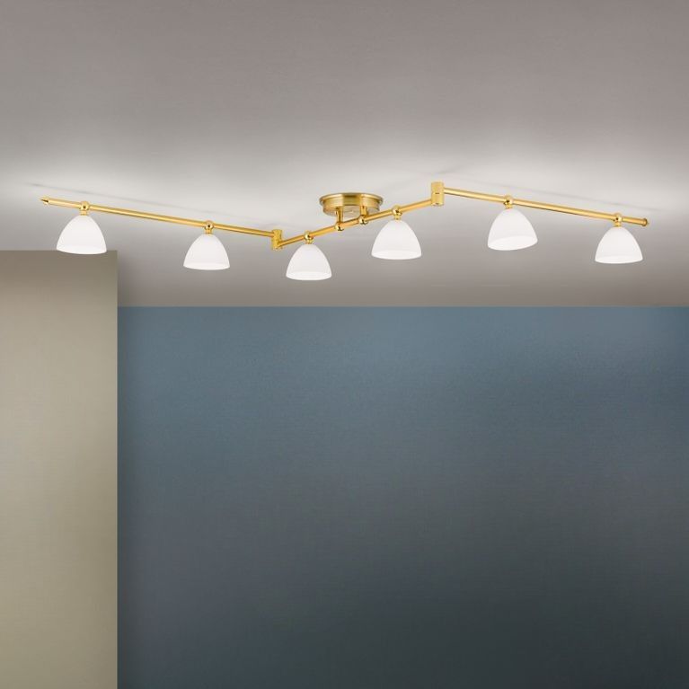 Strahler OPALDESIGN, 6-flammig, Gold-matt, mit Opalgläsern