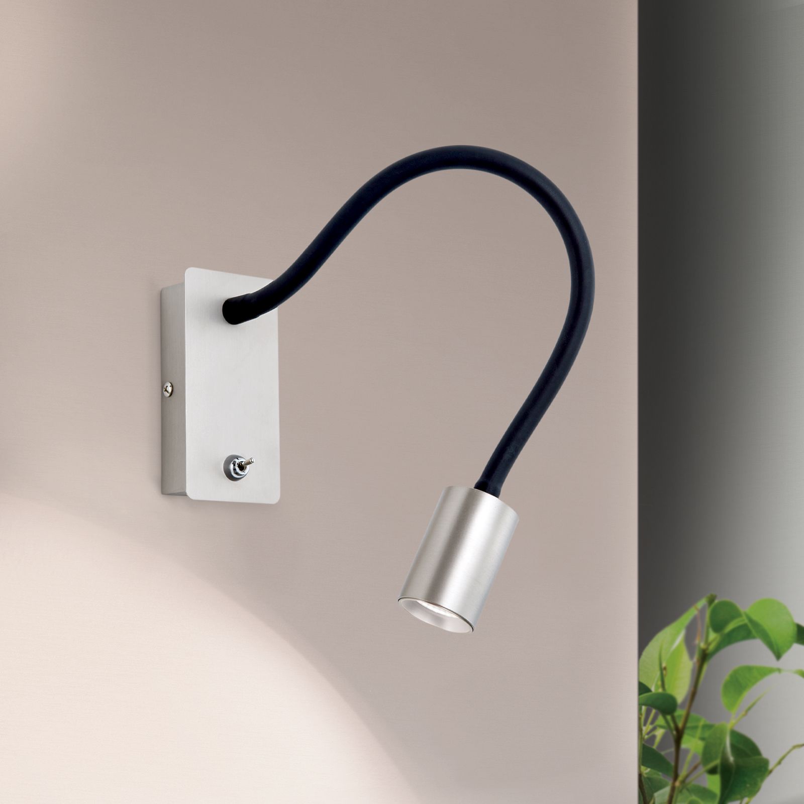 LED reading light KURT, satin chrome finish