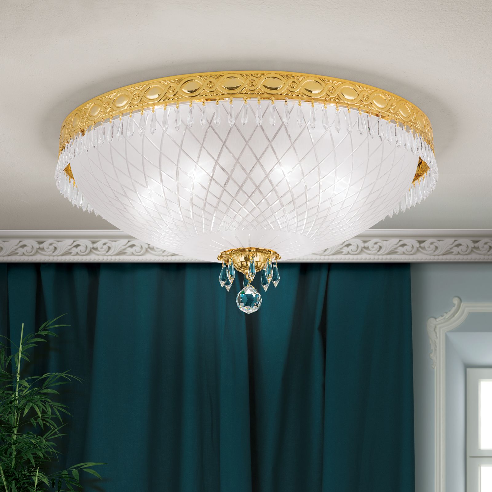 Ceiling light EMPIRE CRYSTAL, gold, 61 cm