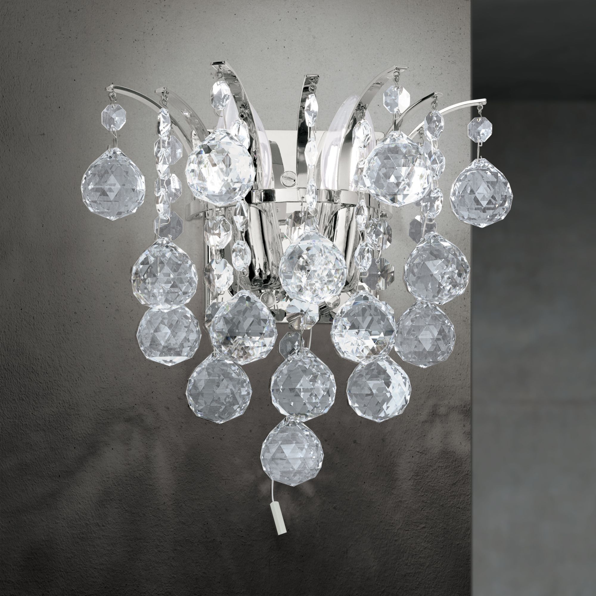 Wall light KRISTALL KLASSISCH, 2-flames, chrome