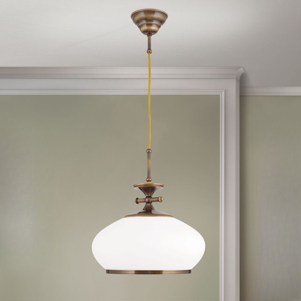 Pendant lamp EMPIRE, antique brass finish, 32cm