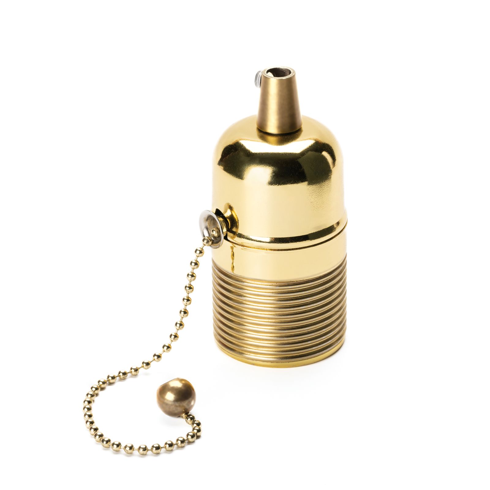 Lamp holder E27 with Telescopic pendant lamp switch, 89mm, brass