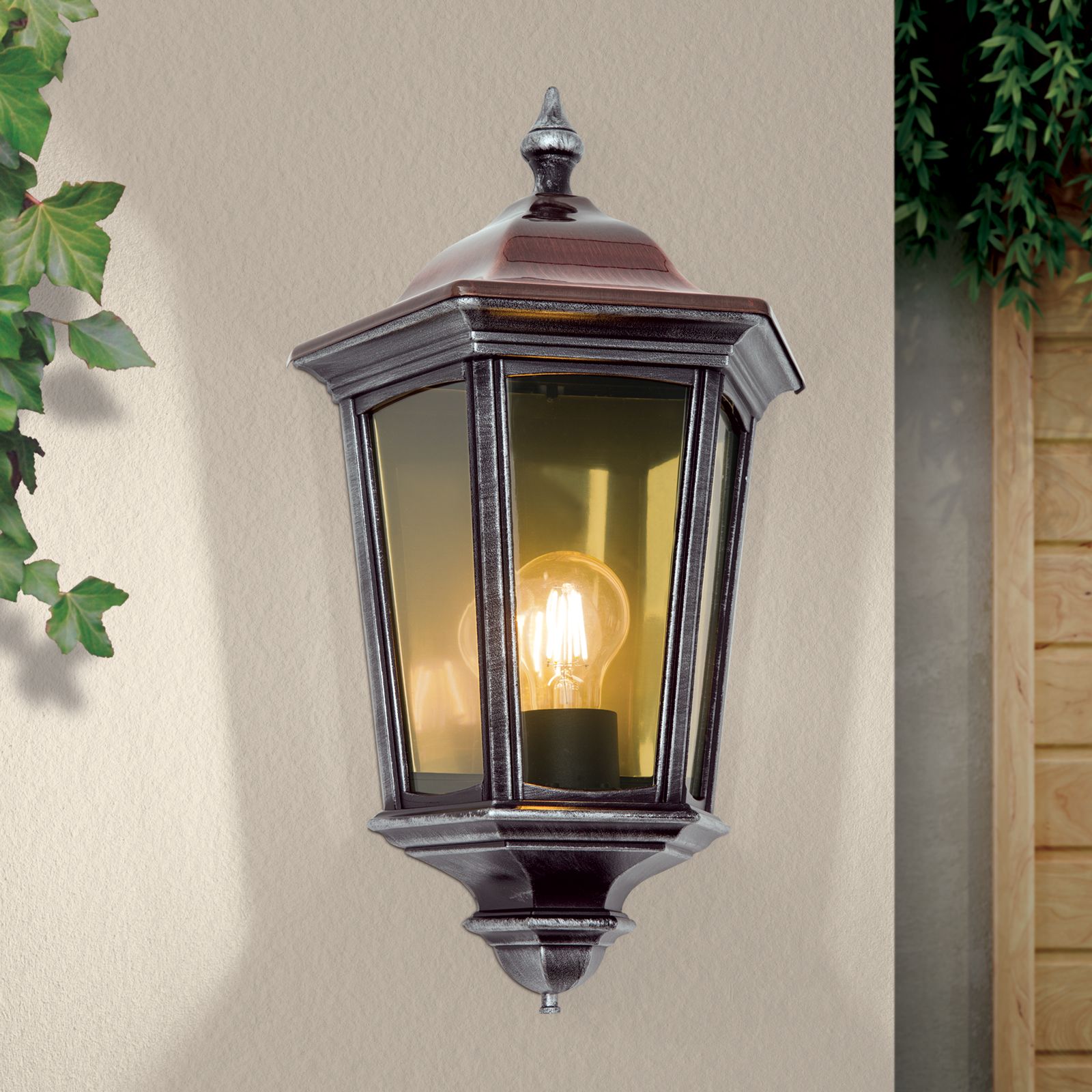 Wall outdoor lamp HERMINE, black silver