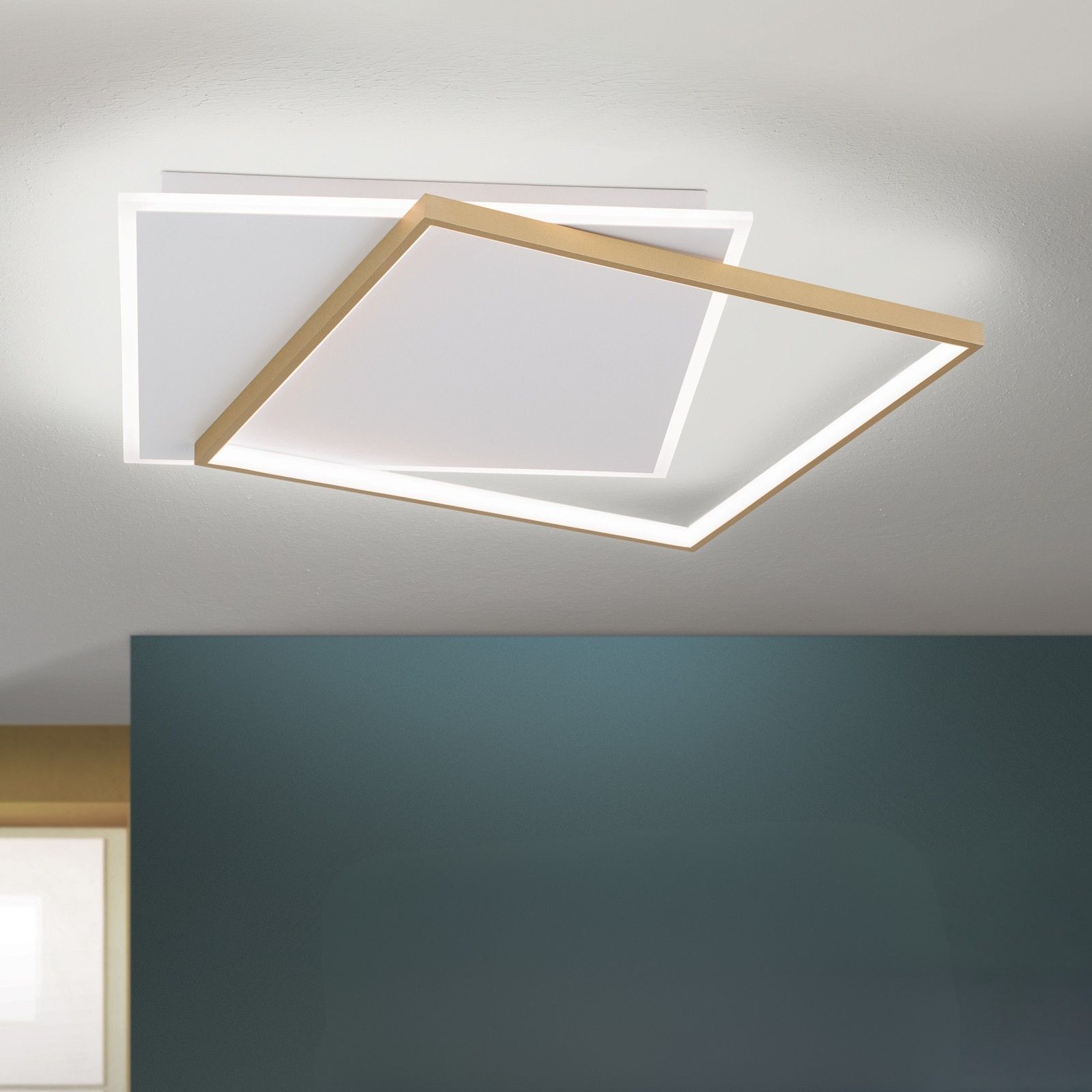 LED stropní svítidla EMANUEL, bílá a zlatá