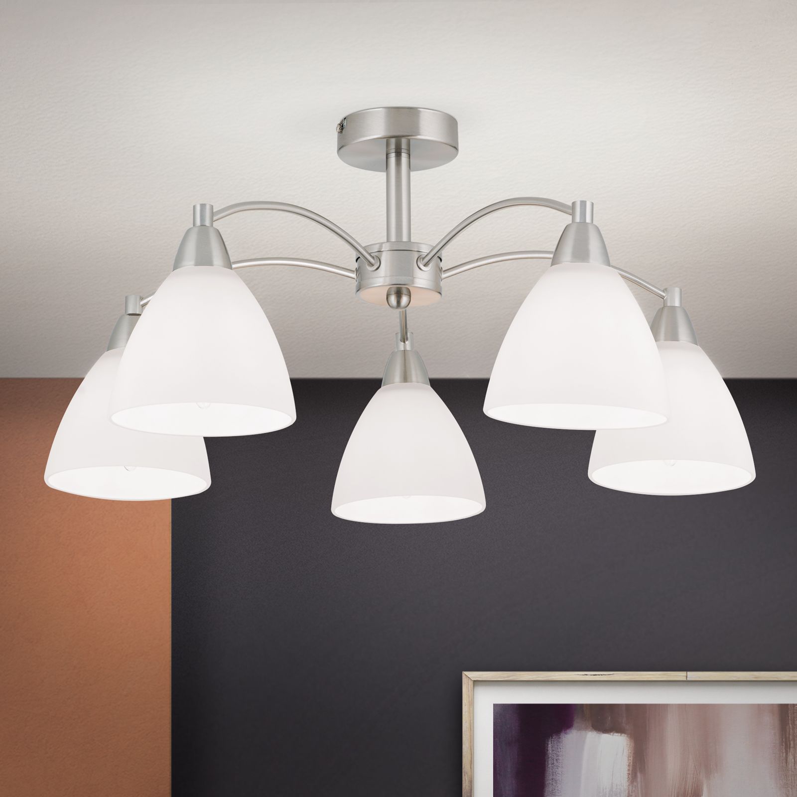 Ceiling light SUSAN, satin chrome finish