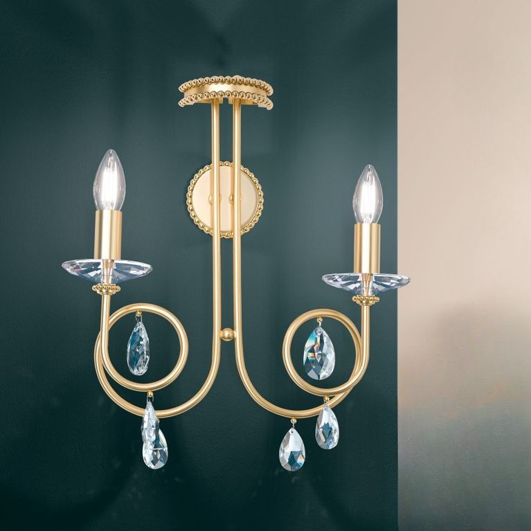 Wall light GIADA, 2-flames, gold-matt