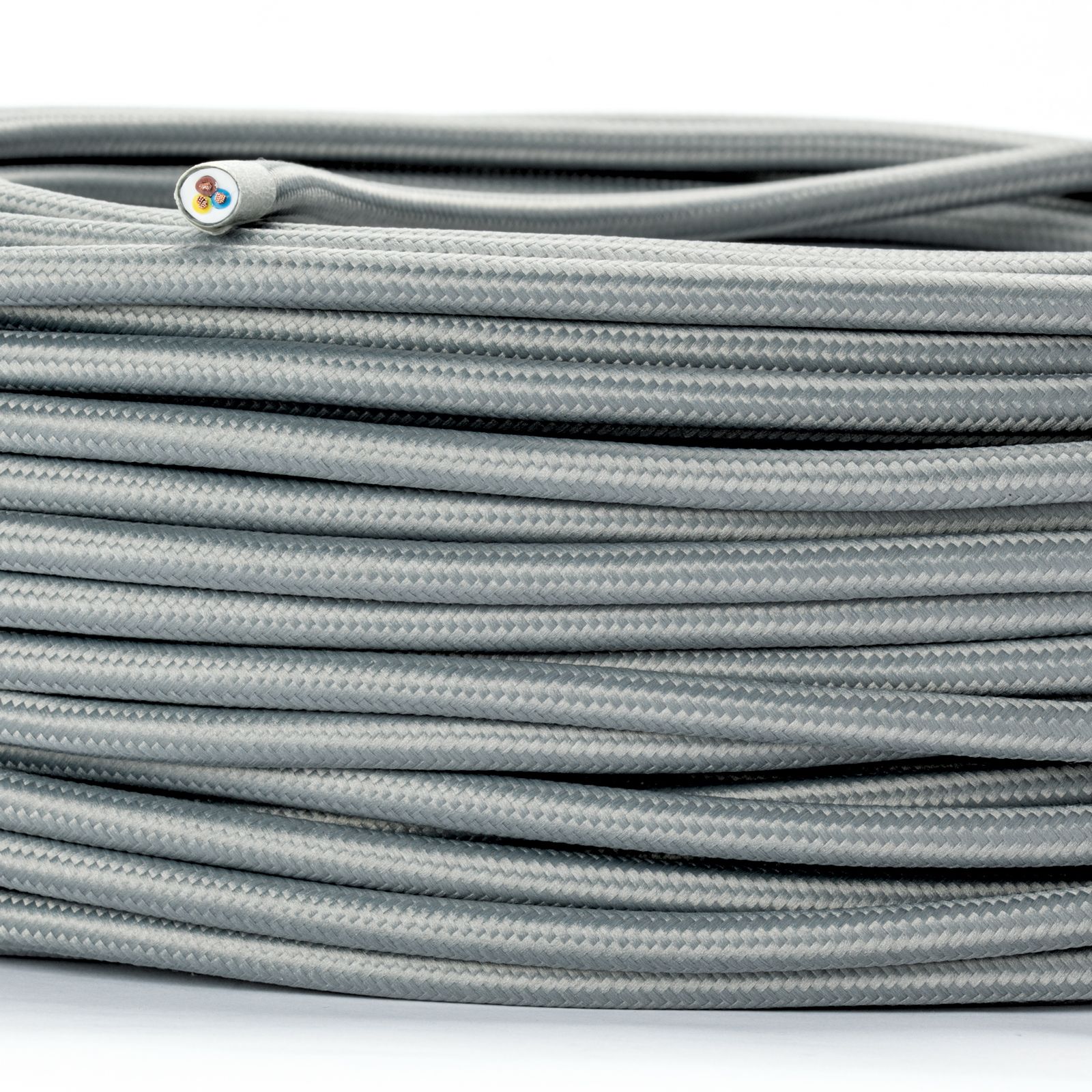 Cable, textile, 3x0.75mm², 1 m, grey
